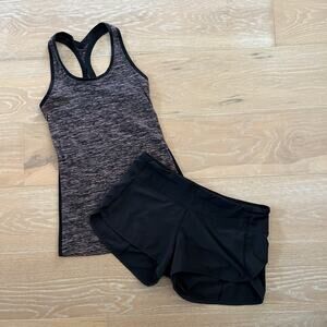 Lululemon 2 pc Cool Racerback Tank Black Speed Shorts sz 4/6